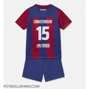 Barcelona Andreas Christensen #15 Replika Hemmatröja Barn 2023-24 Kortärmad (+ Korta byxor)